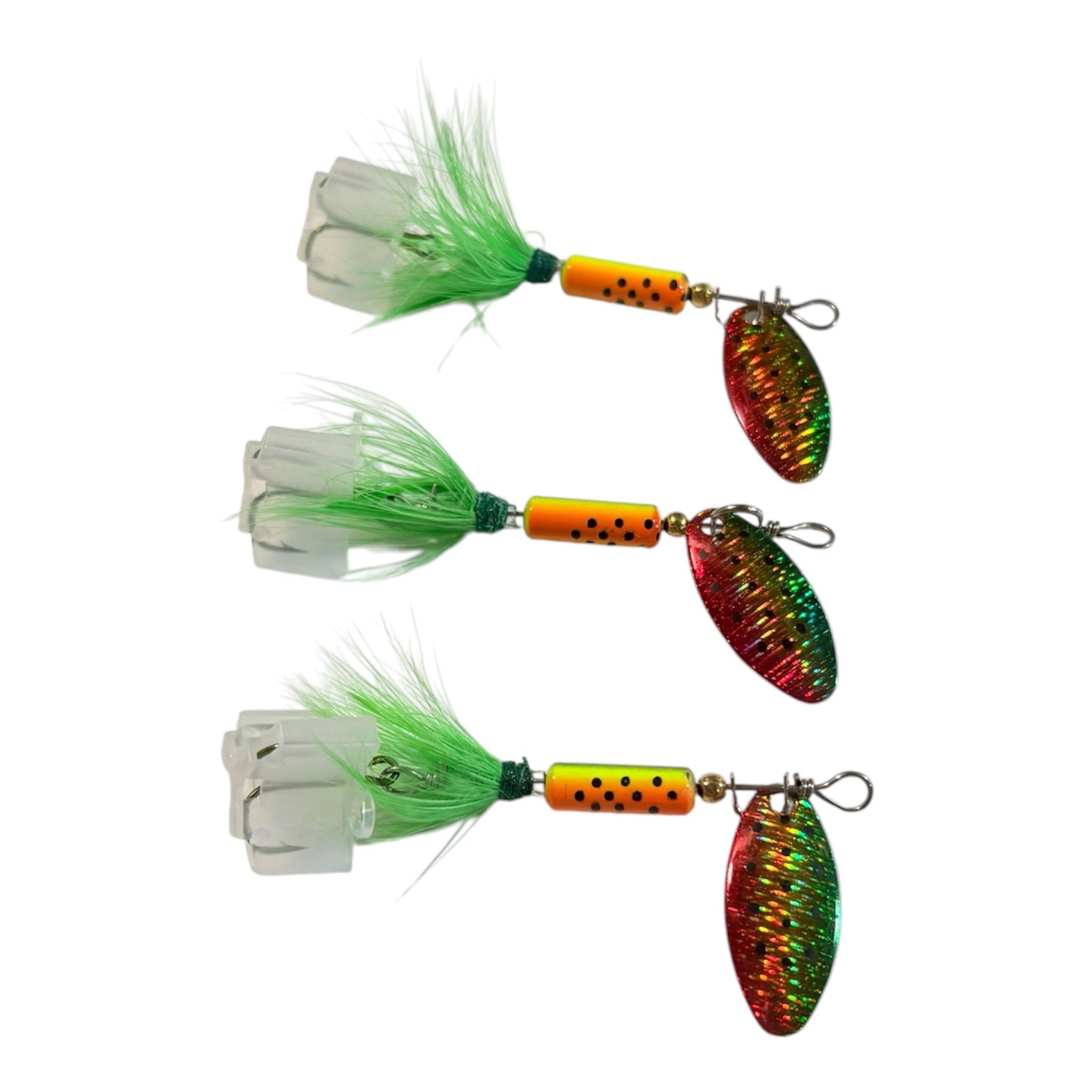 IronHook Flash Feather Spinner Lures – 3-Pack
