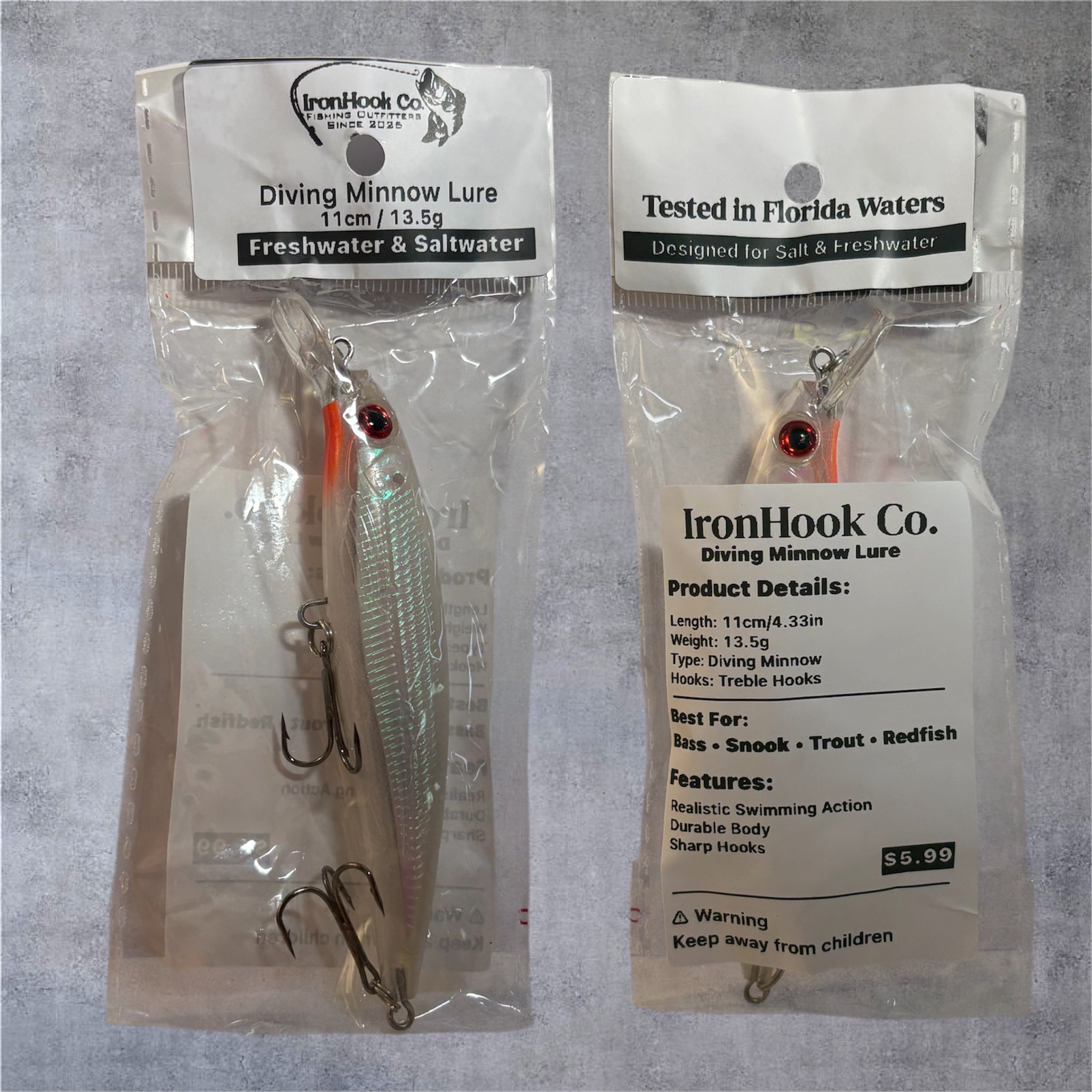 Diving Minnow Lure 11cm/13.5g | Freshwater & Saltwater Fishing Lure