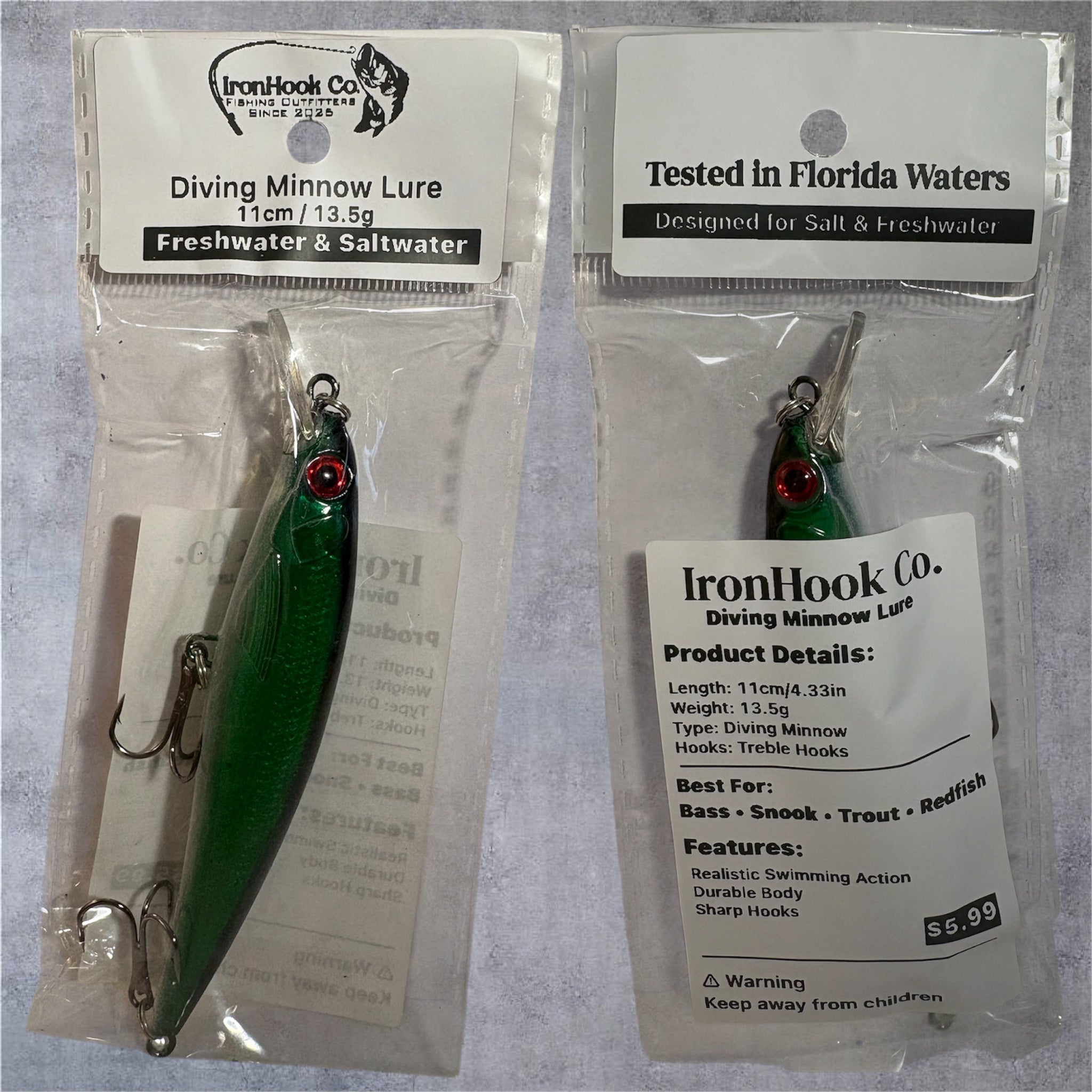 Diving Minnow Lure 11cm/13.5g | Freshwater & Saltwater Fishing Lure