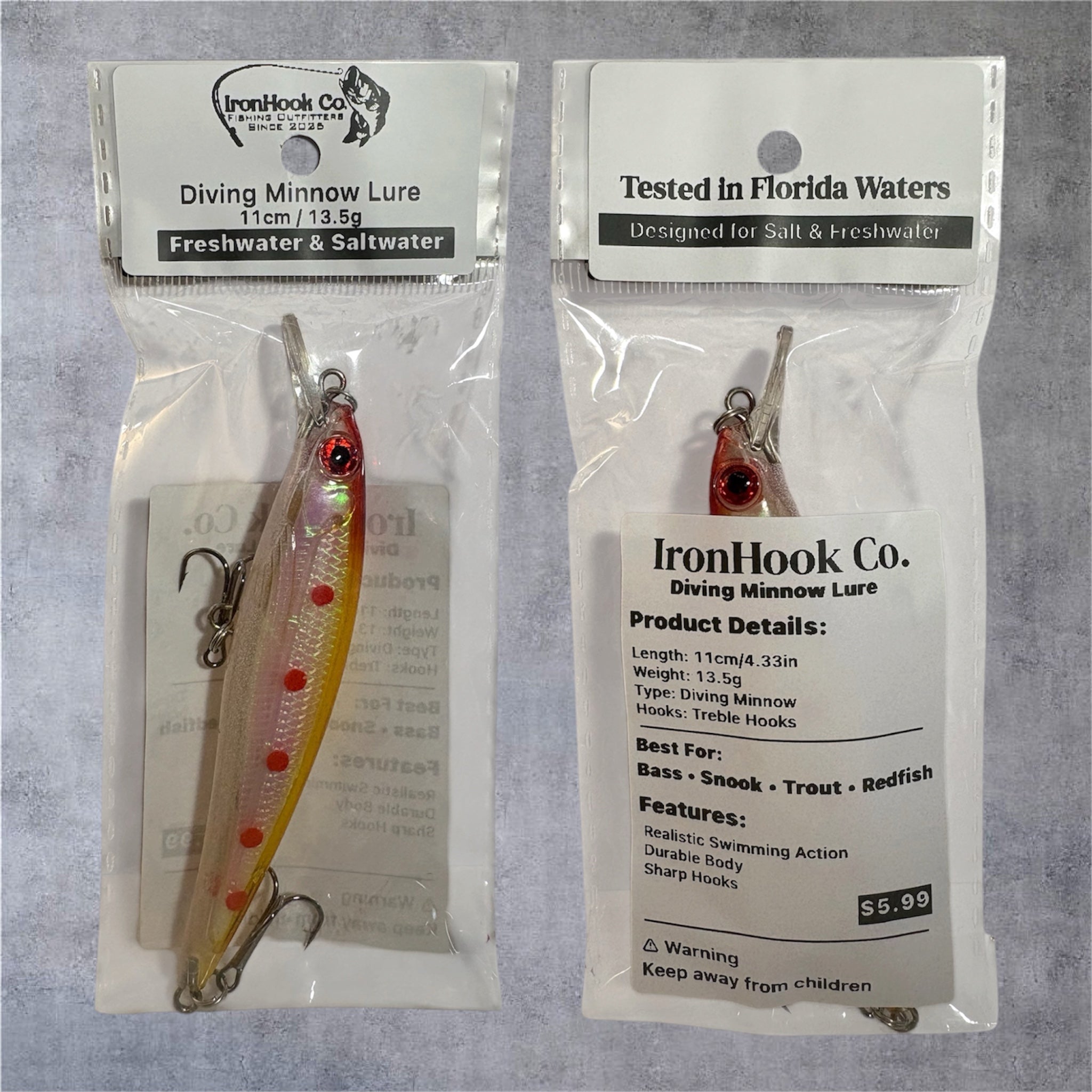 Diving Minnow Lure 11cm/13.5g | Freshwater & Saltwater Fishing Lure