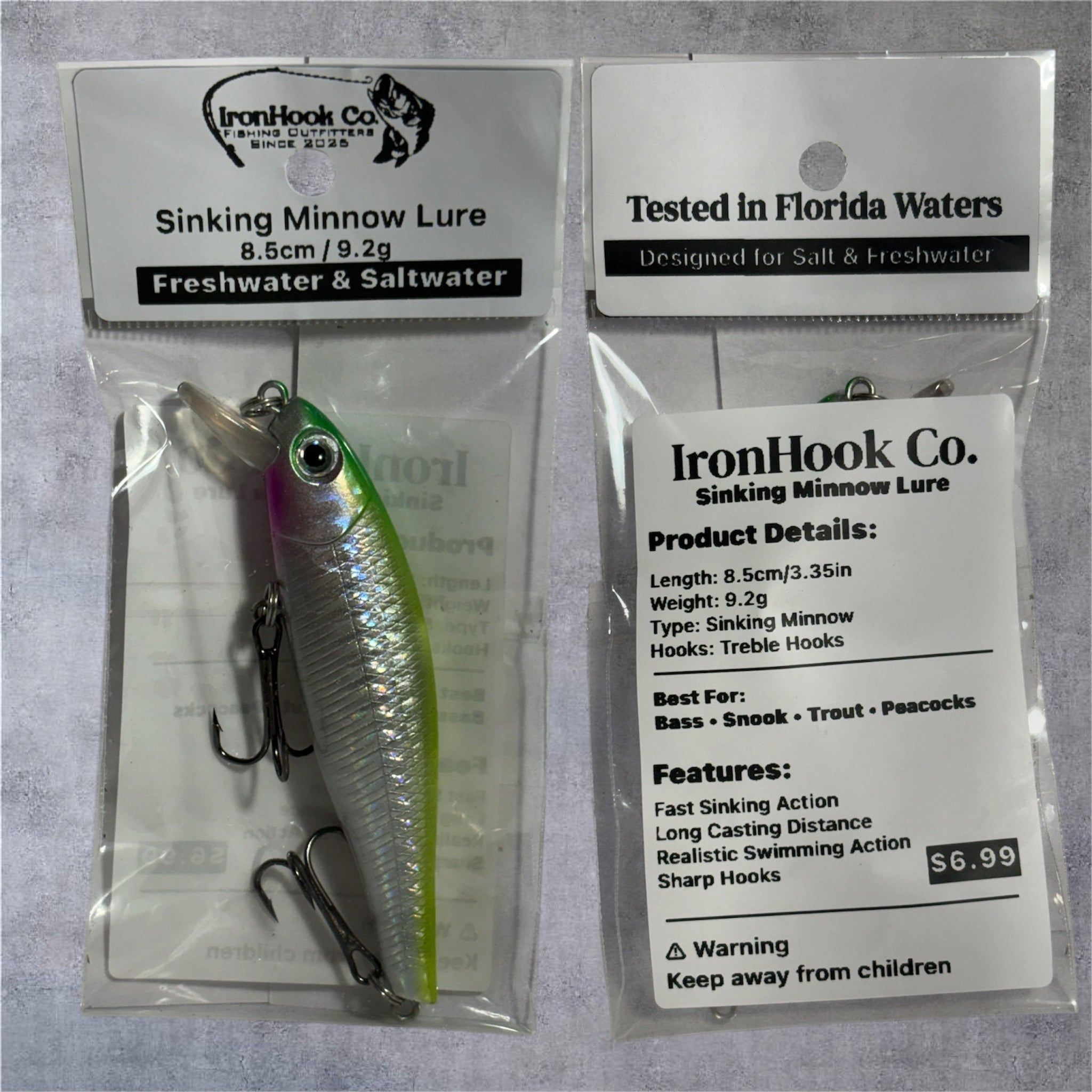 Sinking Minnow Lure 8.5cm / 9.2g | Freshwater & Saltwater Fishing Lure