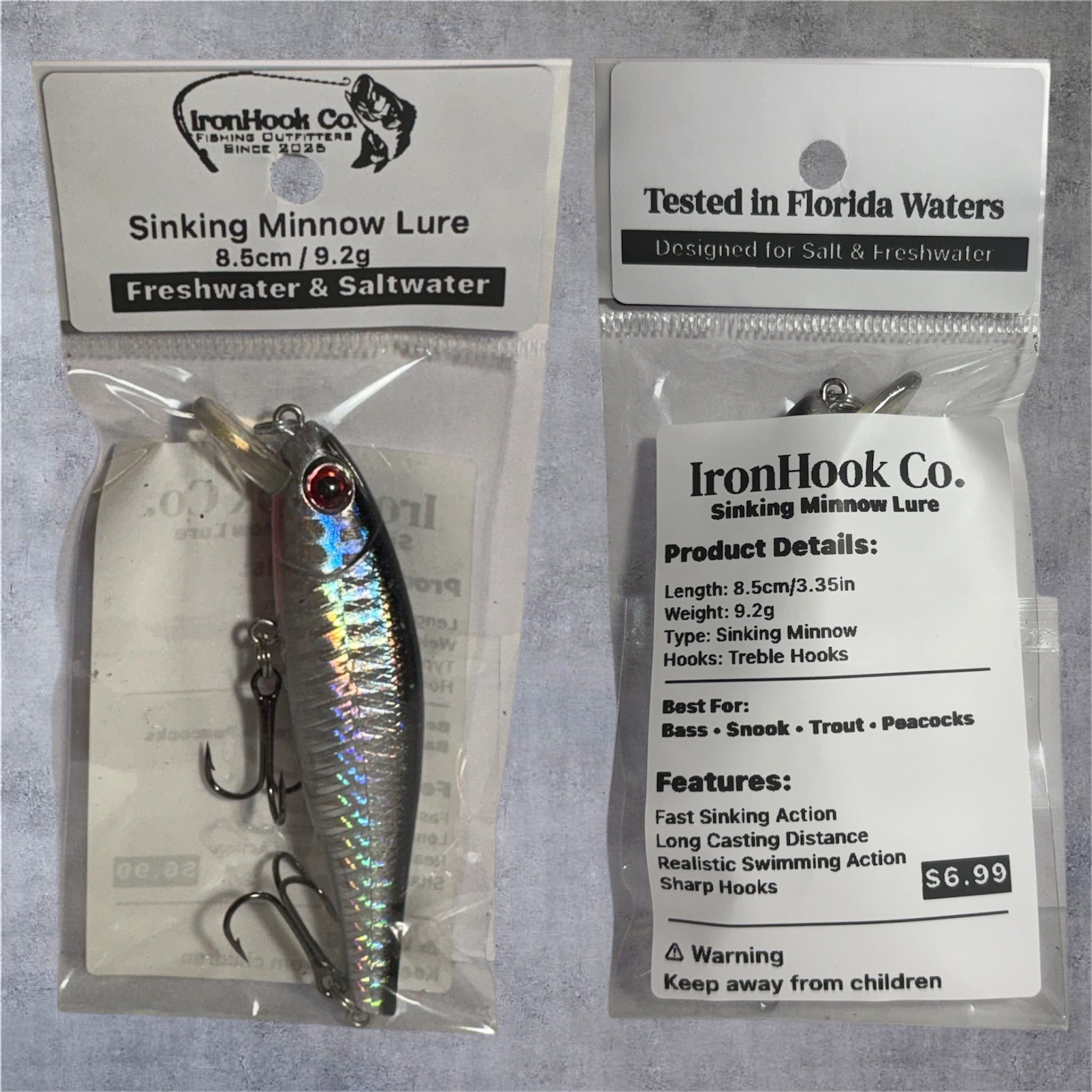 Sinking Minnow Lure 8.5cm / 9.2g | Freshwater & Saltwater Fishing Lure