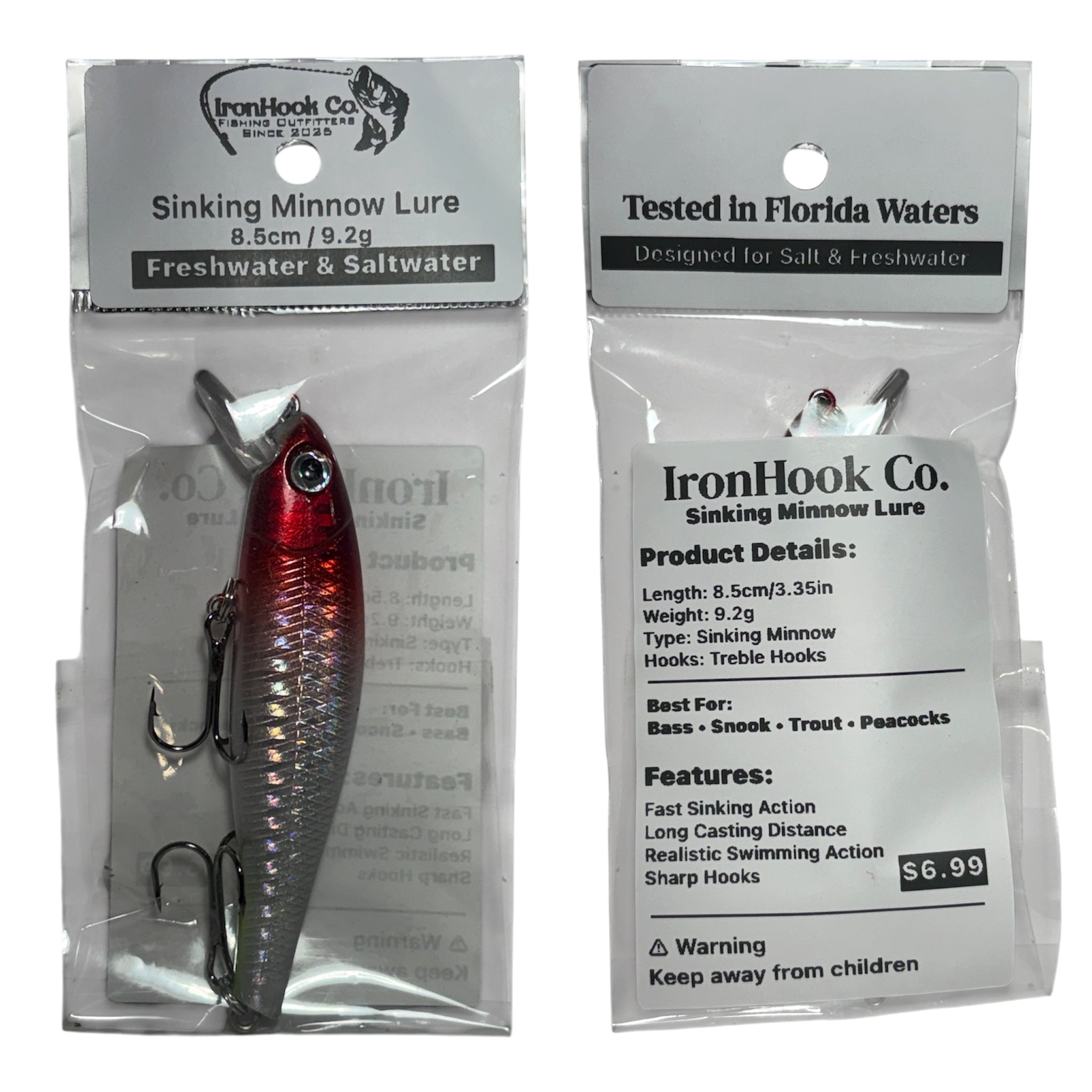 Sinking Minnow Lure 8.5cm / 9.2g | Freshwater & Saltwater Fishing Lure