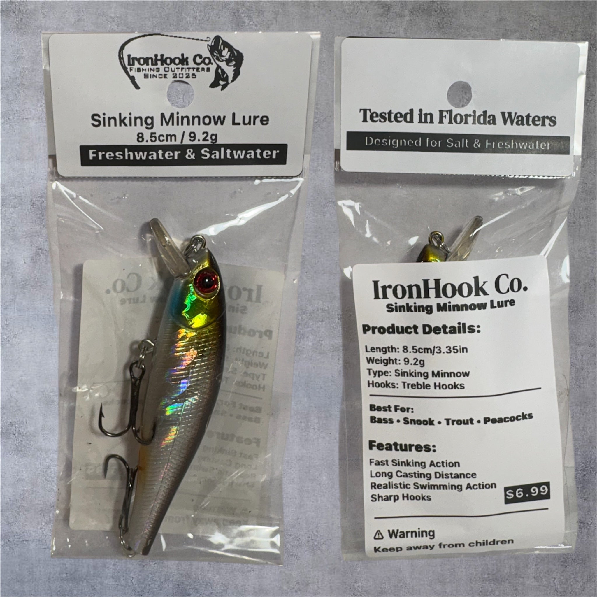 Sinking Minnow Lure 8.5cm / 9.2g | Freshwater & Saltwater Fishing Lure
