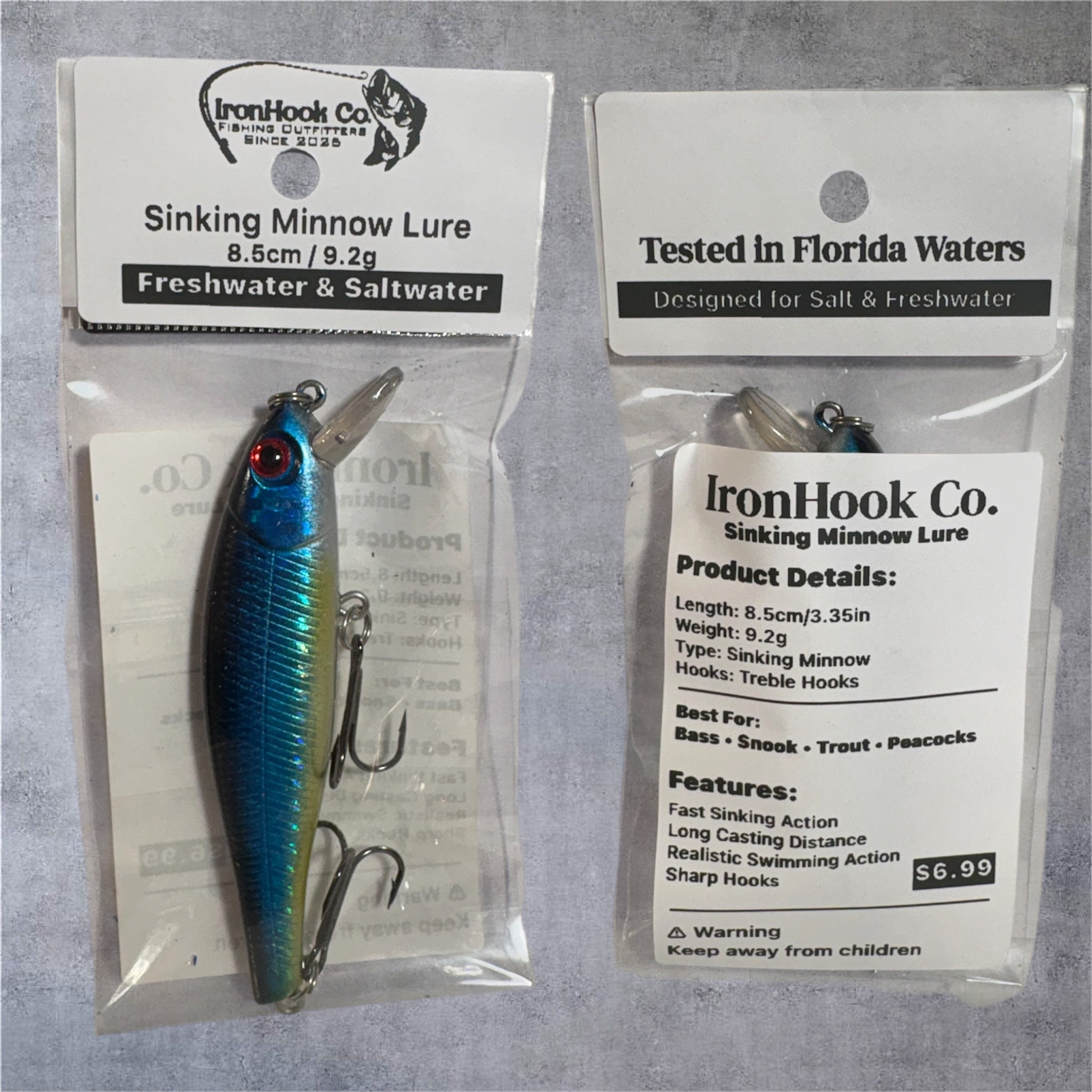 Sinking Minnow Lure 8.5cm / 9.2g | Freshwater & Saltwater Fishing Lure