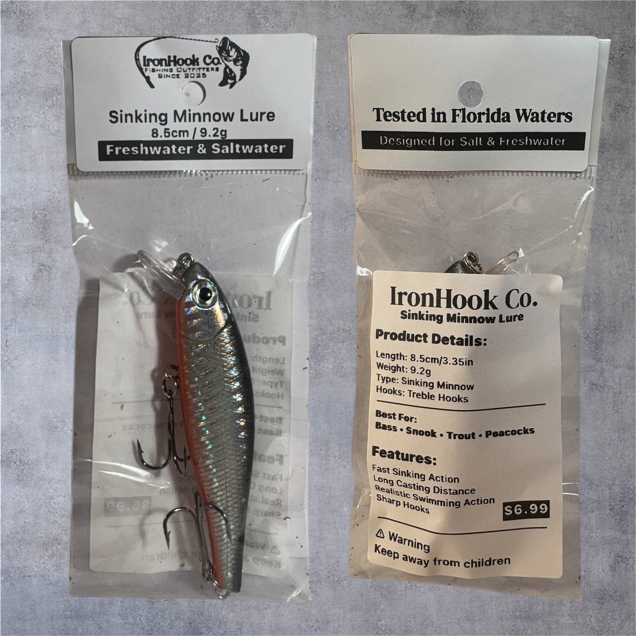 Sinking Minnow Lure 8.5cm / 9.2g | Freshwater & Saltwater Fishing Lure
