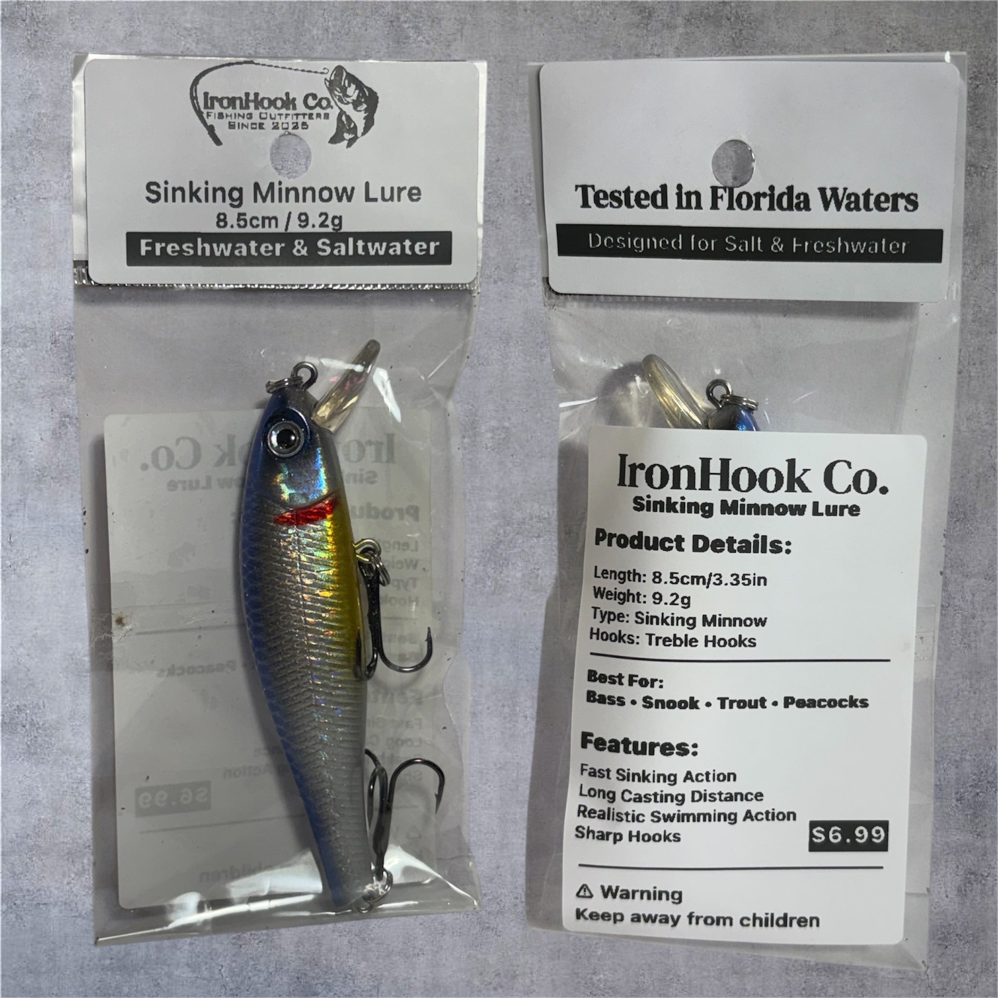 Sinking Minnow Lure 8.5cm / 9.2g | Freshwater & Saltwater Fishing Lure