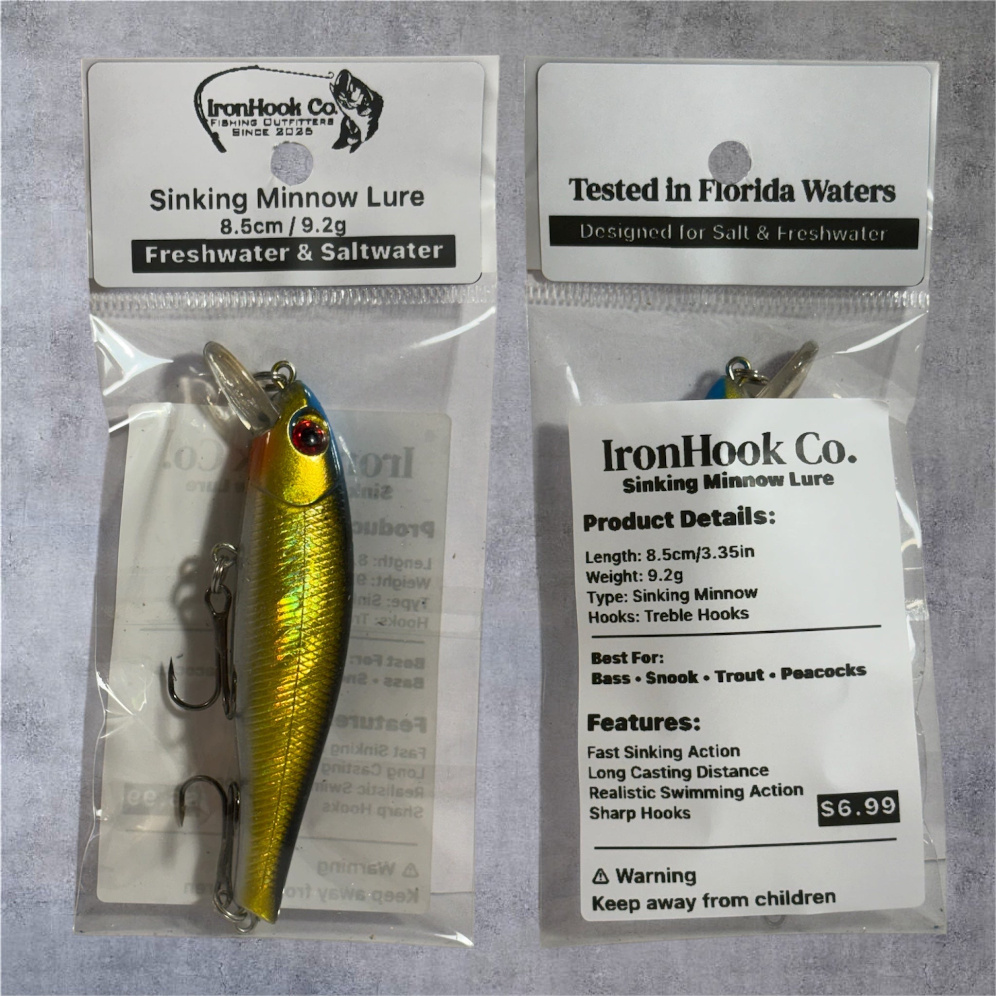 Sinking Minnow Lure 8.5cm / 9.2g | Freshwater & Saltwater Fishing Lure