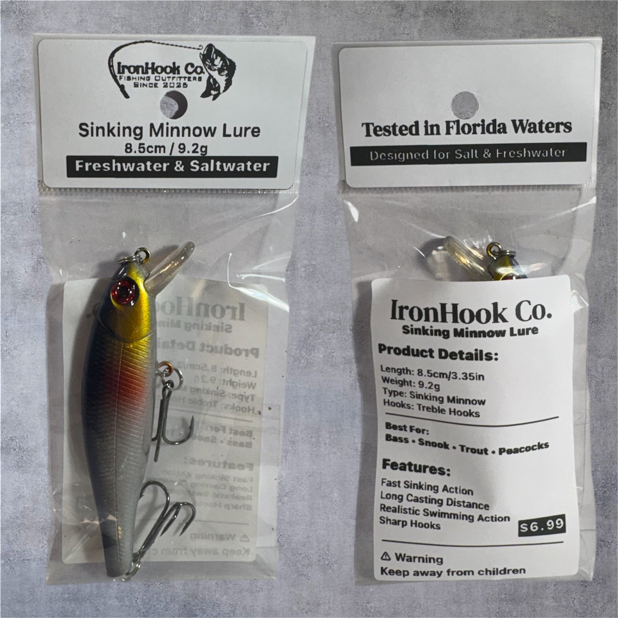 Sinking Minnow Lure 8.5cm / 9.2g | Freshwater & Saltwater Fishing Lure