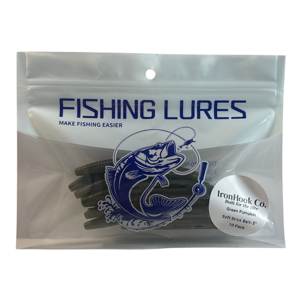 3” Stick Bait – Green Pumpkin (10 Pack) | Soft Plastic Bass Lure