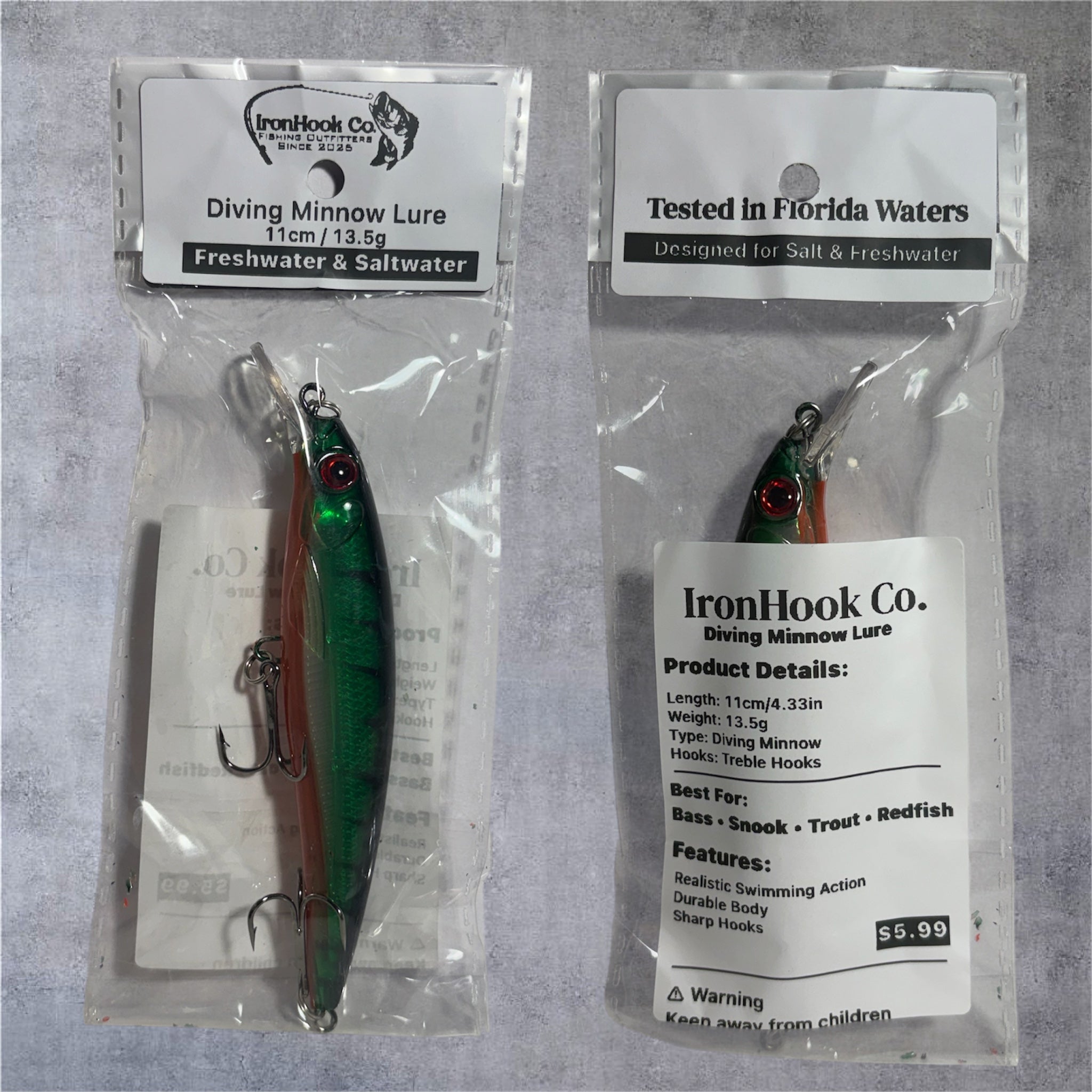 Diving Minnow Lure 11cm/13.5g | Freshwater & Saltwater Fishing Lure