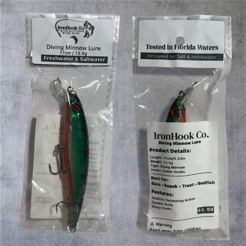 Diving Minnow Lure 11cm/13.5g | Freshwater & Saltwater Fishing Lure